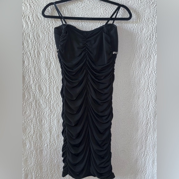 Ruby Rox Ruched Bodycon Rhinestone Spaghetti Strap Mini Dress - Picture 4 of 9